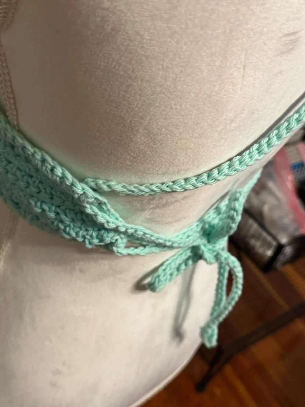 Crochet Bralette in Mint Green Blue Boho Cotton Delicate Crochet Camisole
